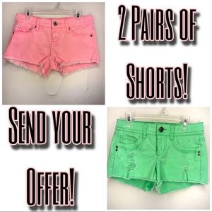 2 Pairs of Shorts Pink and Green!